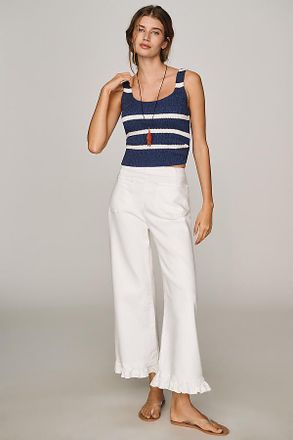 Maeve Colette Ruffle-Hem Crop Wide-Leg Jeans by Maeve