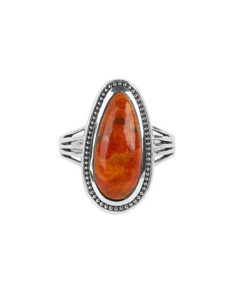 Tiramisu Silver 5.20 Ct. Tw. Orange Mohave Turquoise Ring