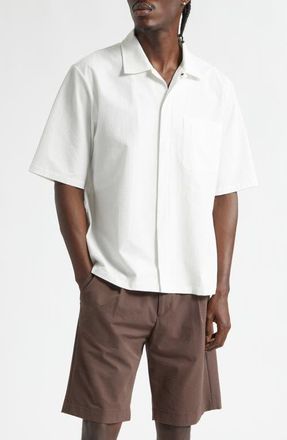 Herno Seersucker Camp Shirt in White at Nordstrom, Size 36 Us