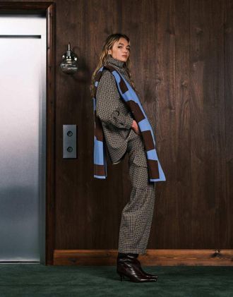 Asos Pantaloni multitasche a quadri in coordinato-Multicolore