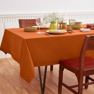 Solino Home Cotton Linen Plain Tablecloth for Dining Table, Holiday and Everyday Table Decor - Dru in Cinnamon at Nordstrom, Size X-Small