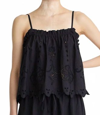 Apiece Apart Embroidered Cami Top In Black