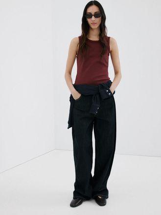 Mango Top bordi ondulati marrone - Donna - XXS - MANGO