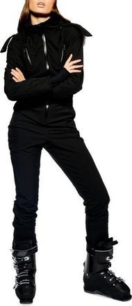 Topshop Faux Fur Trim Snowsuit in Black at Nordstrom, Size 6 Us