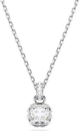 Swarovski Ketting met Hanger Geboortesteen April Kussen Geslepen Wit - Dames - Kettingen - Grijs - ONE Size - Accessoires