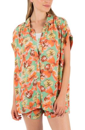 Hurley Ginko Clouds Floral Button-Up Shirt in Ginko Green at Nordstrom, Size X-Large
