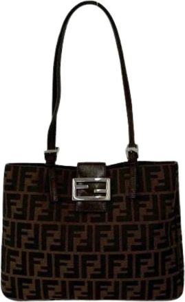 Fendi Pre-owned Canvas Shoulder Bag - Dames - Vintage Schoudertas - Bruin - ONE Size - Leer - Vintage