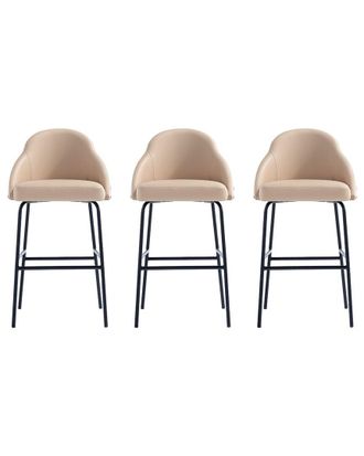 Manhattan Comfort Set Of 3 Gracie Modern Leatherette Barstools With Steel Legs