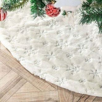 OEM Falda Para &Aacute;rbol De Navidad De 90 Cm (36 Pulgadas), Forma Redonda, Copos De Nieve Plateados Con Purpurina, Para Decoraci&oacute;n De &Aacute;rboles De Navidad, Deco