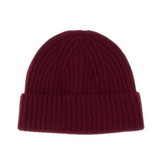 Lisa Yang Martigny Ribbel Kasjmier Muts - Dames - Hoeden - Rood - ONE Size - Kasjmier - Accessoires