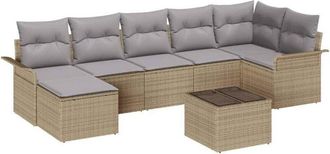 vidaXL Vidaxl - Conjunto De Sof&aacute; De Jard&iacute;n Con Coj&iacute;n 8 Pcs Beige Polirat&aacute;n