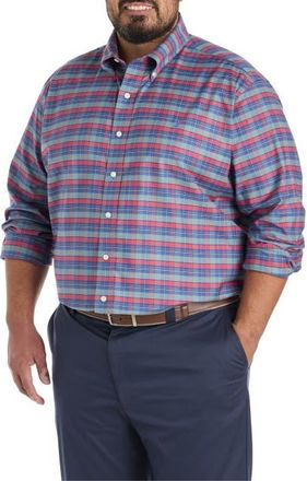 Brooks Brothers Big & Tall Non-Iron Oxford Plaid Sport Shirt in Artic Red Green at Nordstrom, Size Xx-Large