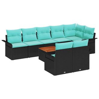 vidaXL Conjunto De Sof&aacute;s De Jard&iacute;n 9 Pcs Negro Rat&aacute;n Sint&eacute;tico Vidaxl