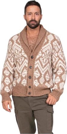 PESERICO Truien & Vesten, Heren, Beige, M, Katoen, Soft Mouliné Yarn Cardigan