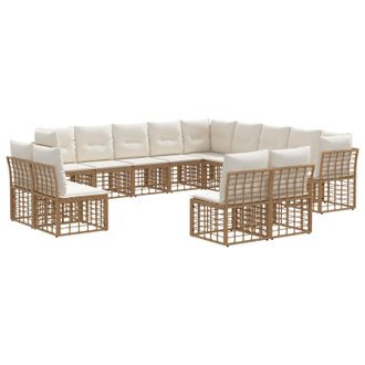 vidaXL Conjunto De Sof&aacute;s De Exterior Natural Y Crema Poli&eacute;ster Vidaxl