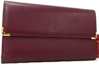 Cartier Bordeaux Leather Wallet (Tri-Fold) (Pre-Owned)