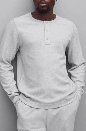 Reigning Champ Standard Fit Lightweight Waffle Knit Henley in Heather Grey at Nordstrom, Size Xx-Large