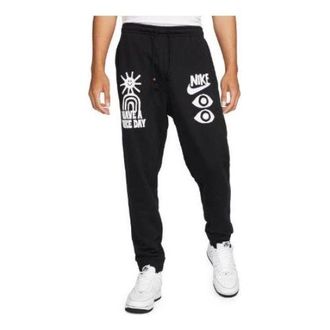 Nike Sportswear French Terry Pants Black White DQ4173-010