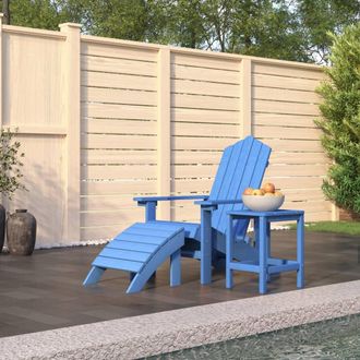 vidaXL Silla De Jard&iacute;n Adirondack Con Reposapi&eacute;s/ Mesa Hdpe Ciano