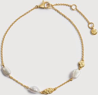 Monica Vinader Gold Capri Pearl Station Bracelet Pearl
