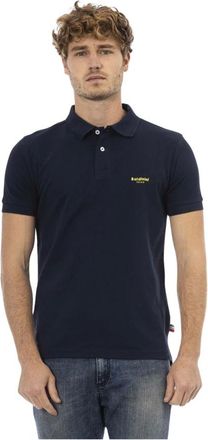 Baldinini Tops, Heren, Blauw, M, Elegante polo met korte mouwen