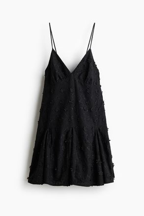 H&M Baumwollkleid mit Applikationen - Schwarz