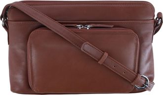 CTM Womens Leather Shoulder Bag Purse w/ Side Organizer (Larger Version)