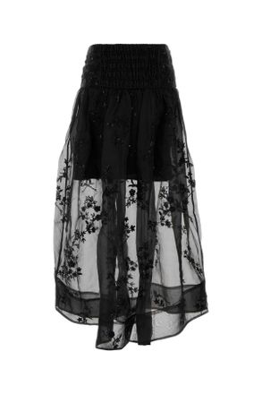 Ganni Womens Black Organza Skirt Gonne