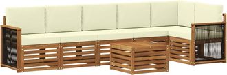 vidaXL Conjunto De Sof&aacute;s De Exterior 6 Uds. Natural Y Crema Vidaxl