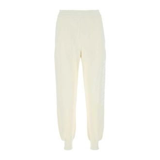 Alexander McQueen Broeken, Dames, Wit, M, Katoen, Ivoor Katoenen Joggers voor Loungewear