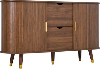 Urban Meuble Aparador vintage efecto nogal con 2 puertas correderas y 2 cajones