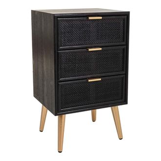 Wanderlust Deco Wanderlust Deco - Mesita De Madera Y Rejilla Lacado Negra 42x36,5x71