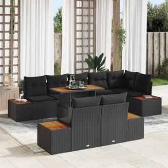 vidaXL Conjunto De Comedor De Jard&iacute;n Con Coj&iacute;n 9 Pcs Negro Y Marr&oacute;n Vidaxl