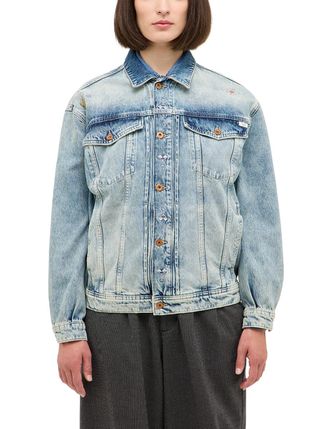 Mustang Outdoorjacke MUSTANG Damen Style Arcata Boyfriend Jacket, Damen, Gr. L, blau (hellblau), Denim/Jeans, 100% Baumwolle, unifarben, loose fit, Jacken Out