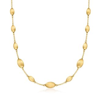 Ross-Simons Italian 18kt Gold Over Sterling Oval Bead Station Necklace
