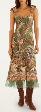 Farm Rio Dotted Foliage Midi Dress in Dotted Foliage Soft at Nordstrom, Size X-Small