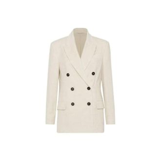 Brunello Cucinelli Womens Ivory Double Breasted Jacket, Size 42