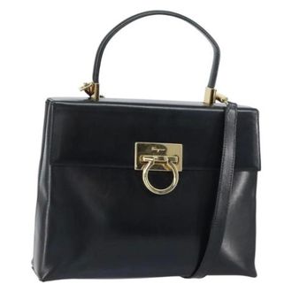 Ferragamo Pre-owned Handbags, female, Black, Size: ONE SIZE Pre-owned Leather Handbag