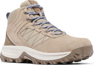 Columbia Womens Transverse Suede Hiking Boot, Canvas Tan/New Moon, 8 Wide