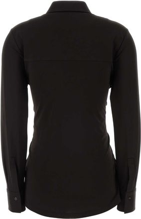 Ferragamo Womens Stretch Viscose With Belted Waist Shirt Black Elastane