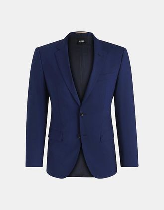 HUGO BOSS Mens H-Huge-MM-224 Slim-Fit Jacket in Stretch Wool - Navy - Size: Regular/50