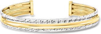 Ross-Simons Italian Sterling Silver and 18kt Gold Over Sterling Cuff Bracelet