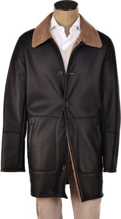 Hettabretz Isa Midnight Brown Leather Shearling Overcoat