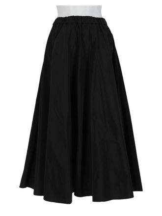Aspesi Voluminous Black Midi Skirt With Flared Silhouette
