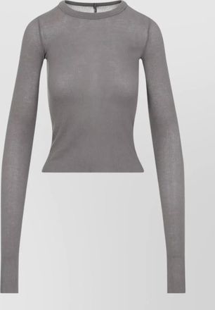 Rick Owens silk ribbed slim-fit cropped long-sleeve t-shirt