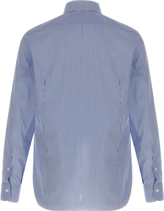 Barba Blue Striped Cotton Poplin Shirt - Blue