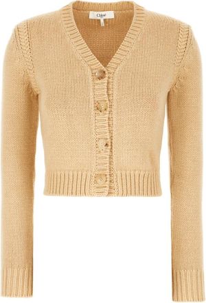 Chlo&eacute; V-neck Vest - Dames - Vesten - Beige - L - Katoen - Truien & Vesten