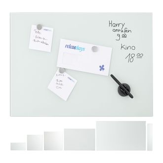 Relaxdays Relaxdays - Pizarra Magn&eacute;tica Grande, Cristal, Blanco, 80 X 50 Cm
