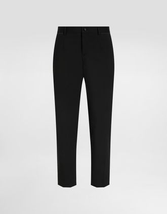 Dolce & Gabbana Stretch Wool Tuxedo Pants - Man Pants And Shorts Black 44