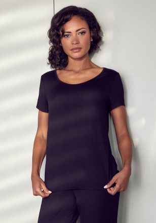 Lascana Pyjamaoberteil LASCANA, Damen, Gr. 32/34, schwarz, Single Jersey, Obermaterial: 95% Viskose, 5% Elasthan. Spitze: 88% Polyamid, 12% Elasthan, unifarbe